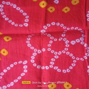 Red Bandhej Print Cotton Kurta