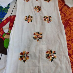 White Embroidery Kurti