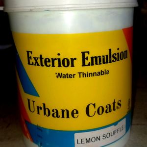 Exterior Wall Paint, Urbane Coats, Water Thinnable, Yellow Color, 1Litre