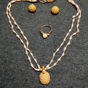 Pearl Gold Plated Jewellery Set