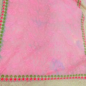 Beautiful  Light Pink Net Saree