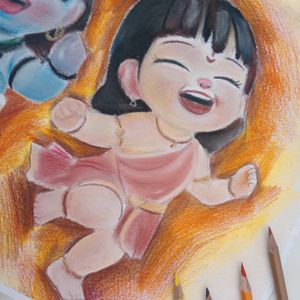 Shiv Pravati Baby Art Handmade Draw