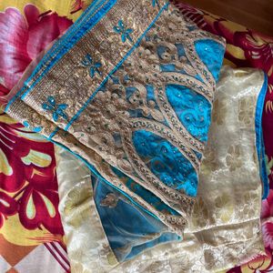 Heavy Blue Beige Saree