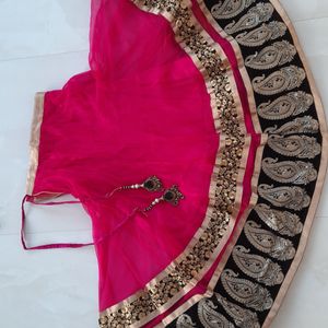 Pink And Green Lehenga Set