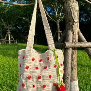 Crochet Strawberry Tote Bag