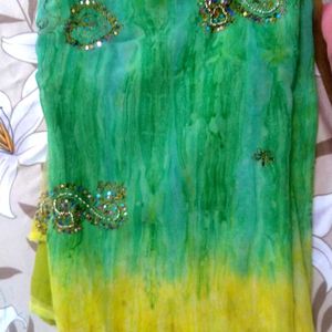 Green Yellow Dual Saree