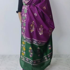 Purple Green Silk Saree