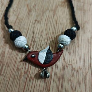 Brand New Clay Bird Necklace With Matching Earring