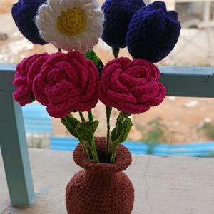 Crochet Flowers With Pot