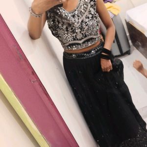 Black Heavy Mirror Work Lehnga Choli