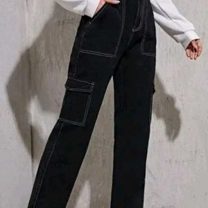 Women Latest Black Denim Cargo/ Pants