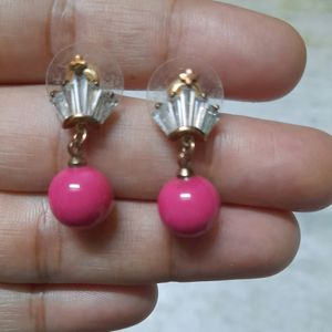 Stylish Crown Earrings in Candy Pink