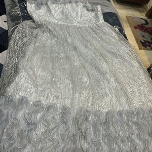 Silver Girls Gown For Party Wear