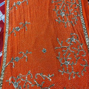 Orange Color Beautiful Work Saree