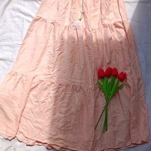 Vintage Peach Color Tier Skirt