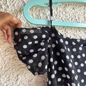 Cute Off The Shoulder Polka Dots MeshTor