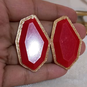 Party Wear Red Earrings (Set Of 2)