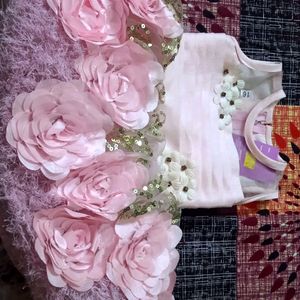 Partywear New Frock with flowers 0-1Y