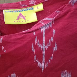 Floral Print Red Short Kurta