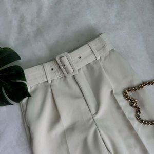 ZARA IVORY BELTED TROUSERS