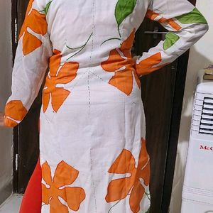 Chanderi Silk Handstitched Design kurta White