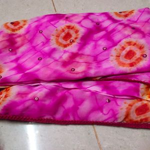 pink And Orange Saree With Blouse