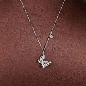 Beautiful Stoned Silver Butterfly Pendant Chain