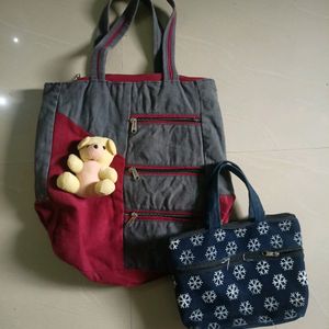 combo of 2 pure cotton handbags