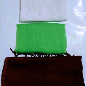 1 Winter Stole,2 Pure Cotton White & Green Dupatta