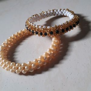 2 Handmade Peral Bangles Of Different Types