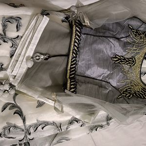 White And Grey Lehenga