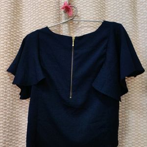 Blue Flutter Sleeves Top