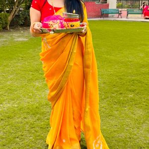 Beautiful Yellow Silk Saree