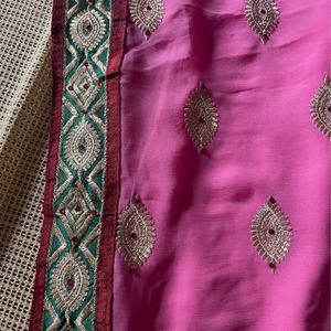 Pink Heavy Saree With Stitched Blouse