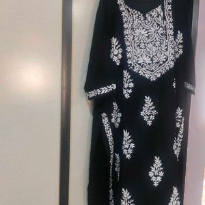 Black N White Chickenkari Kurti