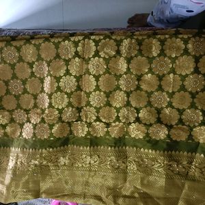 Olive Green Saree