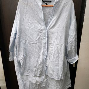 Blue Cotton Shirt With Pocket