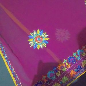 Combo Of Magenta And Purple Embroidery Dupatta