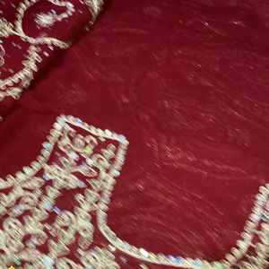 RED PURE georgette SAREE LIKE NEW