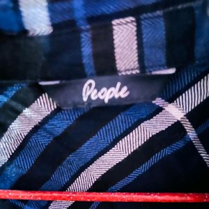 ❗ SALE ❗Cute People Navy Blue Checks Knot Shir