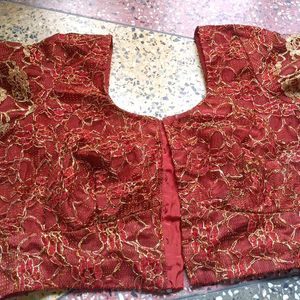 Maroon Net Blouse Whose Aster Is Silk