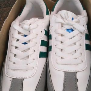 Adidas Sambas Grey With Green Strips(Dupe )