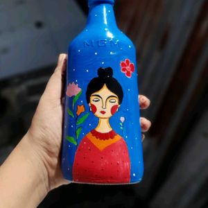 Floral Girl Bottle Art