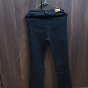 Black Flared Rugged Jeans