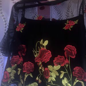 Black Multifloral Top