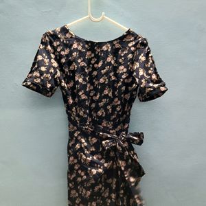 A Black Dress With Floral Printed