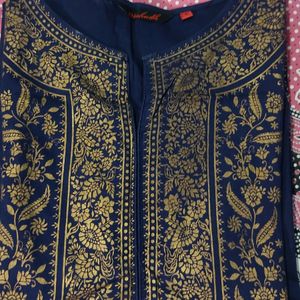 Visudh Blue Printed Kurta..