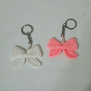 Crochet Bow Keychain (quantity:1)