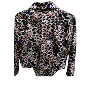 Leopard Print Knotted Shirt