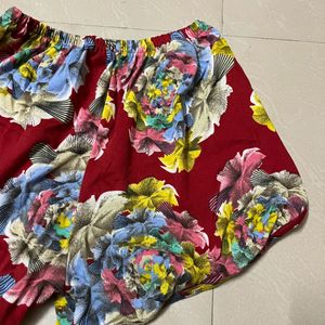 Women Floral Printed Short Red Colour